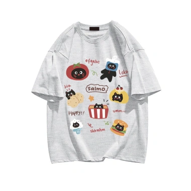 Áo thun nữ form rộng đỏ mận 100% cotton họa tiết bánh hamburger dễ thương RTOML – giá 69.000₫ 5