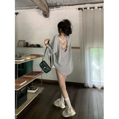 Áo thun nữ mùa hè dáng rộng dây đan hở lưng quyến rũ: Hottrend KHOSI SP274 giá 149k