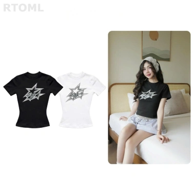 Áo Thun Nữ Ôm Body RTOML Oversize Họa Tiết Ngôi Sao - Vải Mềm Co Giãn, Giá 59,000₫