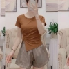 Áo thun nữ vạt chéo rúm xẻ sườn, cộc tay cổ tròn - Siêu đẹp giá 82.800đ 3