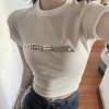 Áo thun ôm body ngắn croptop cộc tay babytee, chữ bạc nổi - Giá 119k (giảm từ 152k) 2
