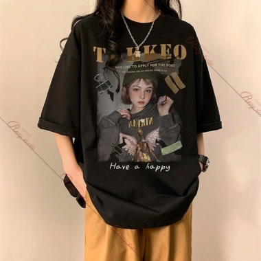 Áo Thun Oversize Nữ Tay Ngắn Retro Mỹ Cao Cấp - Mềm Mại, Form Rộng Rãi - Thương Hiệu RTOML, Giá 69.000₫