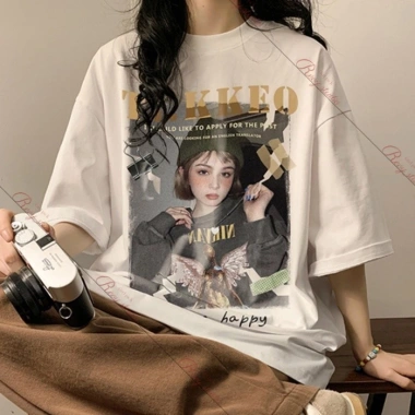 Áo Thun Oversize Nữ Tay Ngắn Retro Mỹ Cao Cấp - Mềm Mại, Form Rộng Rãi - Thương Hiệu RTOML, Giá 69.000₫
