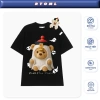 Áo thun phông cotton unisex nữ cổ tròn rộng đính gấu - Bigsize RTOML, chỉ 69k