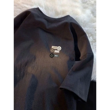 Áo thun phông nữ nam cotton khô dày dặn form rộng tay lỡ in hình LuckyHappy Local Brand RTOML 5