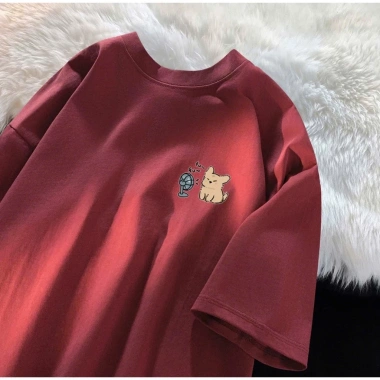 Áo thun phông nữ nam cotton khô dày dặn form rộng tay lỡ in hình LuckyHappy Local Brand RTOML 6