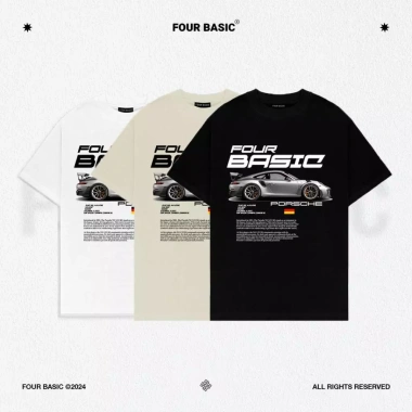 Áo thun phông tay lỡ FOUR BASIC Car Tee Fullbox cổ tròn oversize 100% cotton Nam Nữ - Giá 300.000 2