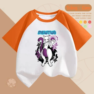 Áo thun Pokemon Mewtwo cộc tay bé trai & bé gái - Nhiều màu 15-60kg, giảm còn 90.000đ