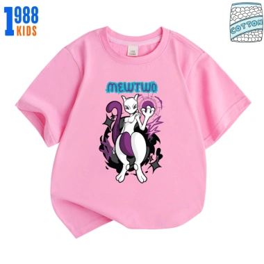 Áo thun Pokemon Mewtwo cộc tay bé trai & bé gái - Nhiều màu 15-60kg, giảm còn 90.000đ