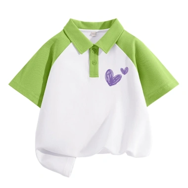 Áo thun polo bé gái ngắn tay mềm mại thời trang in hình trái tim giảm giá 162k 9