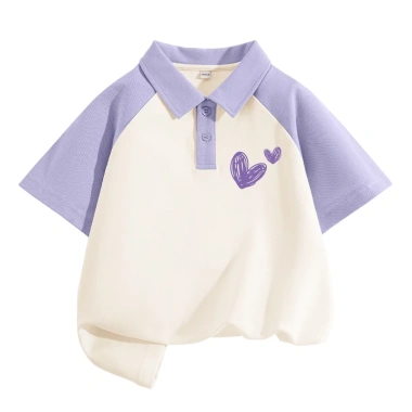 Áo thun polo bé gái ngắn tay mềm mại thời trang in hình trái tim giảm giá 162k 10