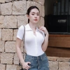 Áo thun POLO Kaylin phối khóa kéo, vải thun co giãn, thanh lịch, giá 280.000