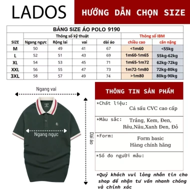 Áo thun polo nam cá sấu LADOS-9.190 cổ phối bo chun, sang trọng, giá 190.000₫