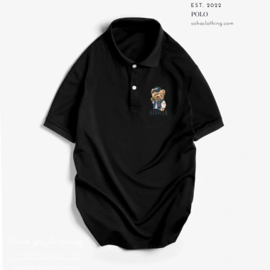 Áo Thun Polo Nam Cổ Bẻ Vải Cá Sấu - Hình In Sắc Nét Gấu Happier 190k SoHa Clothing
