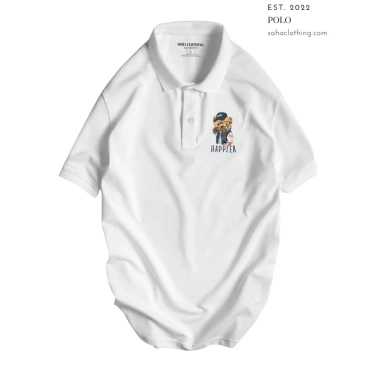 Áo Thun Polo Nam Cổ Bẻ Vải Cá Sấu - Hình In Sắc Nét Gấu Happier 190k SoHa Clothing