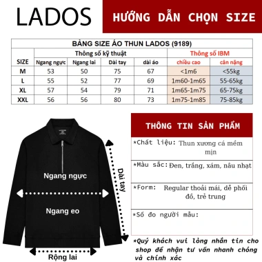 Áo thun polo nam dài tay Lados 2.025 – Dây kéo, vải xương cá, form basic, chỉ 190.000₫ 6