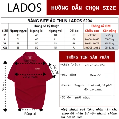 Áo thun polo nam ngắn tay LADOS-9.204 vải cá sấu CVC cao cấp, form basic sang trọng, dễ phối – 226.000₫
