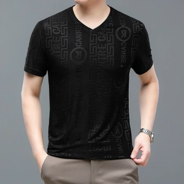 Áo Thun Polo Nam Tay Ngắn Cổ V Vải Lụa Lạnh Mỏng Thoáng Khí Màu Trơn Cỡ Lớn Phong Cách Hàn Quốc Giá 375.216 VND