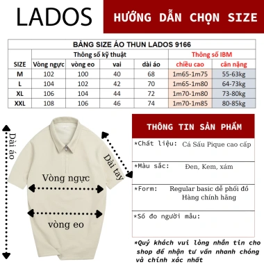Áo thun polo ngắn tay cổ dây kéo LADOS-19.166 chất Cá Sấu Pique cao cấp phong cách Hàn Quốc - 195.000 VND