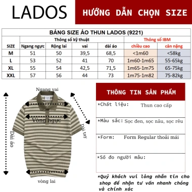 Áo thun polo ngắn tay LADOS-9.221 kẻ ngang, thun vân mềm mát, form dễ phối - 235k 2