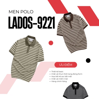 Áo thun polo ngắn tay LADOS-9.221 kẻ ngang, thun vân mềm mát, form dễ phối - 235k 3