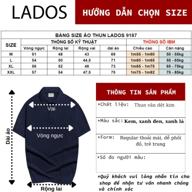 Áo thun polo ngắn tay vân dệt kim LADOS-9.187 – Sang trọng, phong cách quý ông, 190.000₫