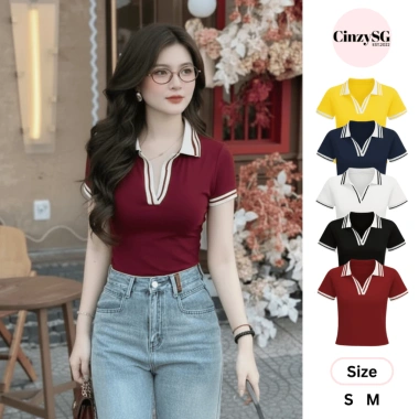 Áo Thun Polo Nữ Cổ Bẻ Viền Co Giãn Borip AT20 - Ôm Body Giá 72.521₫