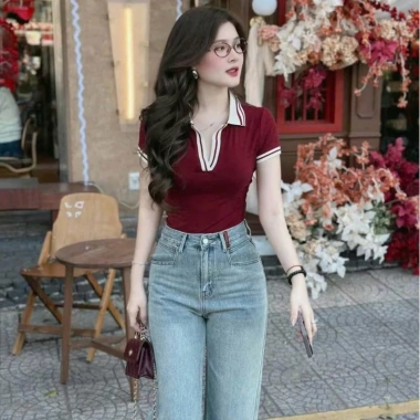 Áo Thun Polo Nữ Cổ Bẻ Viền Co Giãn Borip AT20 - Ôm Body Giá 72.521₫