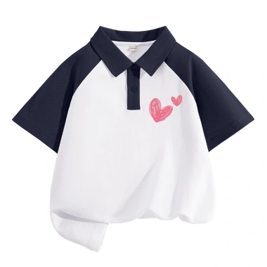 Áo thun polo thời trang bé gái ngắn tay mềm mại, in hình trái tim tình yêu Unisex - 162.000₫ 7