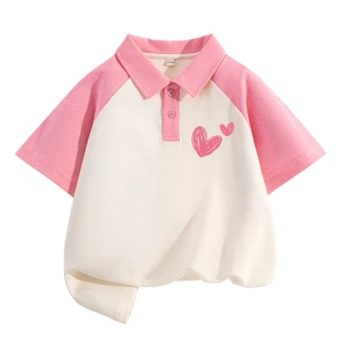 Áo thun polo thời trang bé gái ngắn tay mềm mại, in hình trái tim tình yêu Unisex - 162.000₫ 8