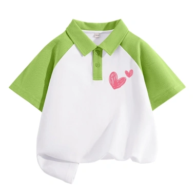 Áo thun polo thời trang bé gái ngắn tay mềm mại, in hình trái tim tình yêu Unisex - 162.000₫ 9