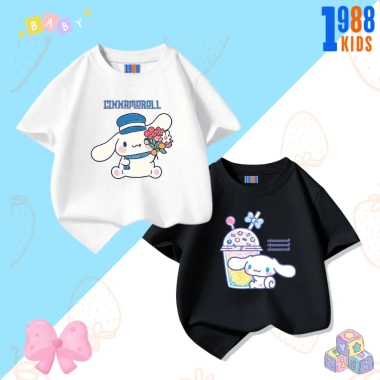 Áo thun & quần thun bé gái Cinnamoroll đen trắng - Cotton 15-40kg, chỉ 90.000₫ 2