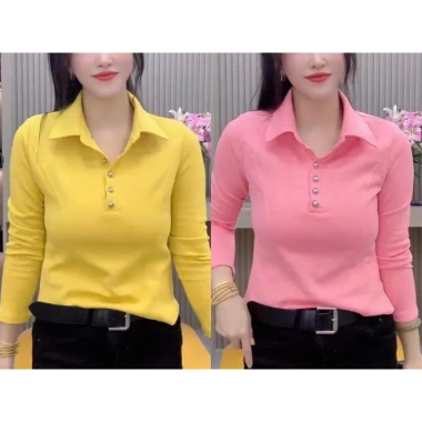 Áo Thun Sơ Mi Nữ Dài Tay Dáng Ôm - Polo Thu Đông Mã LG23 Giá chỉ 189,040₫