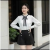 Áo thun sơ mi nữ lụa trắng dài tay cổ tròn phối ren siêu xinh - Giá ưu đãi 145k, phong cách thanh lịch 3