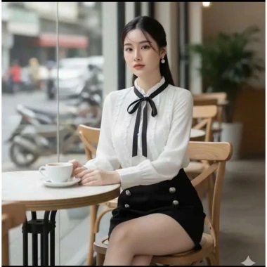 Áo thun sơ mi nữ lụa trắng dài tay cổ tròn phối ren siêu xinh - Giá ưu đãi 145k, phong cách thanh lịch