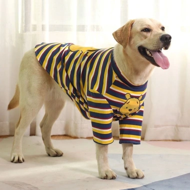Áo thun sọc chó lớn tay ngắn mỏng thoáng khí, thời trang cả năm – Golden Labrador Samoyed