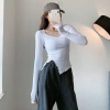 Áo Thun Tăm Viền Sóng Dài Tay Dáng Ôm Xẻ Tà Phong Cách Hàn Quốc, Giá Chỉ 82.800₫ 8