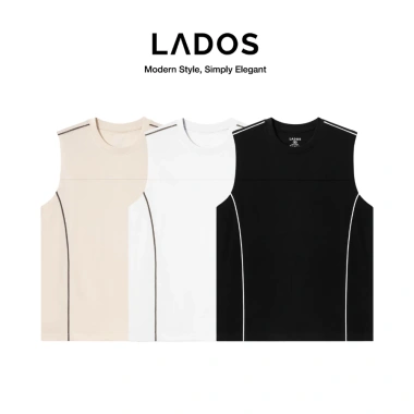 Áo thun tank top ba lỗ nam viền lé LADOS-9.209 cotton siêu mát, tập gym chạy bộ - 135.000 VND
