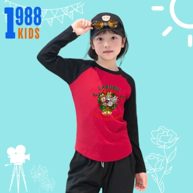 Áo thun tay dài bé gái 15-38kg chất borip in hình Labubu Marry Christmas mã Noel TED11 5