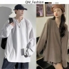 Áo Thun Tay Dài Form Rộng Unisex Oversize Cổ V Trơn Mịn Co Giãn QMT 13 Giá 129k