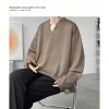 Áo Thun Tay Dài Form Rộng Unisex Oversize Cổ V Trơn Mịn Co Giãn QMT 13 Giá 129k 7