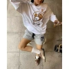 Áo Thun Tay Dài Poppop Mascot Họa Hình Leopard Cotton Boxy Full Zip Túi Tag Cổ Như Hình 229k 5