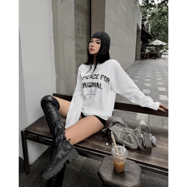 Áo Thun Tay Dài Unisex No Peace Longsleeve LUNACY Cotton Form Rộng Nam Nữ - Giá ưu đãi 264.000₫