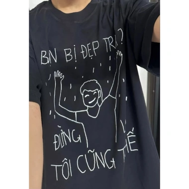 Áo Thun Tay Lỡ Unisex Cotton Form Rộng Oversize HUNEE 2.024 - Bạn Bị Đẹp Trai, Giá 59k