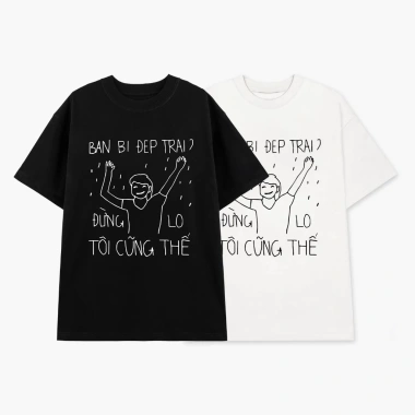 Áo Thun Tay Lỡ Unisex Cotton Form Rộng Oversize HUNEE 2.024 - Bạn Bị Đẹp Trai, Giá 59k