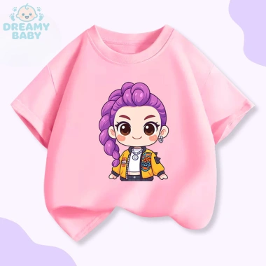 Áo thun tay ngắn Kpop săn quỷ nữ Rumi cho bé gái - áo cổ tròn mùa hè giá 100.333₫