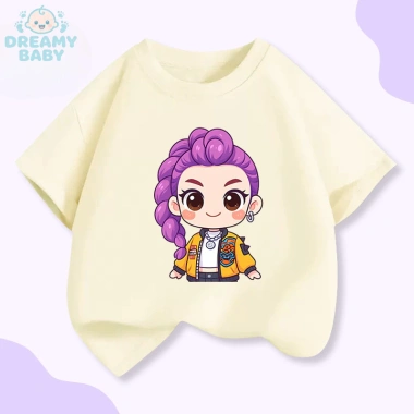 Áo thun tay ngắn Kpop săn quỷ nữ Rumi cho bé gái - áo cổ tròn mùa hè giá 100.333₫