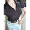 Áo thun tay ngắn polo STEPPE khóa kéo trước, thanh lịch công sở, thun co giãn, Nữ 8