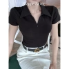 Áo thun tay ngắn polo STEPPE khóa kéo trước, thanh lịch công sở, thun co giãn, Nữ 9