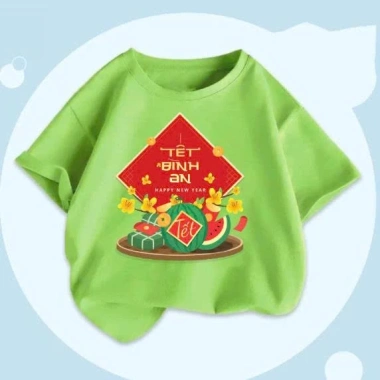 Áo thun Tết bé & gia đình in bánh trưng tết bình an đủ màu đủ size siêu đẹp giá 60k 2